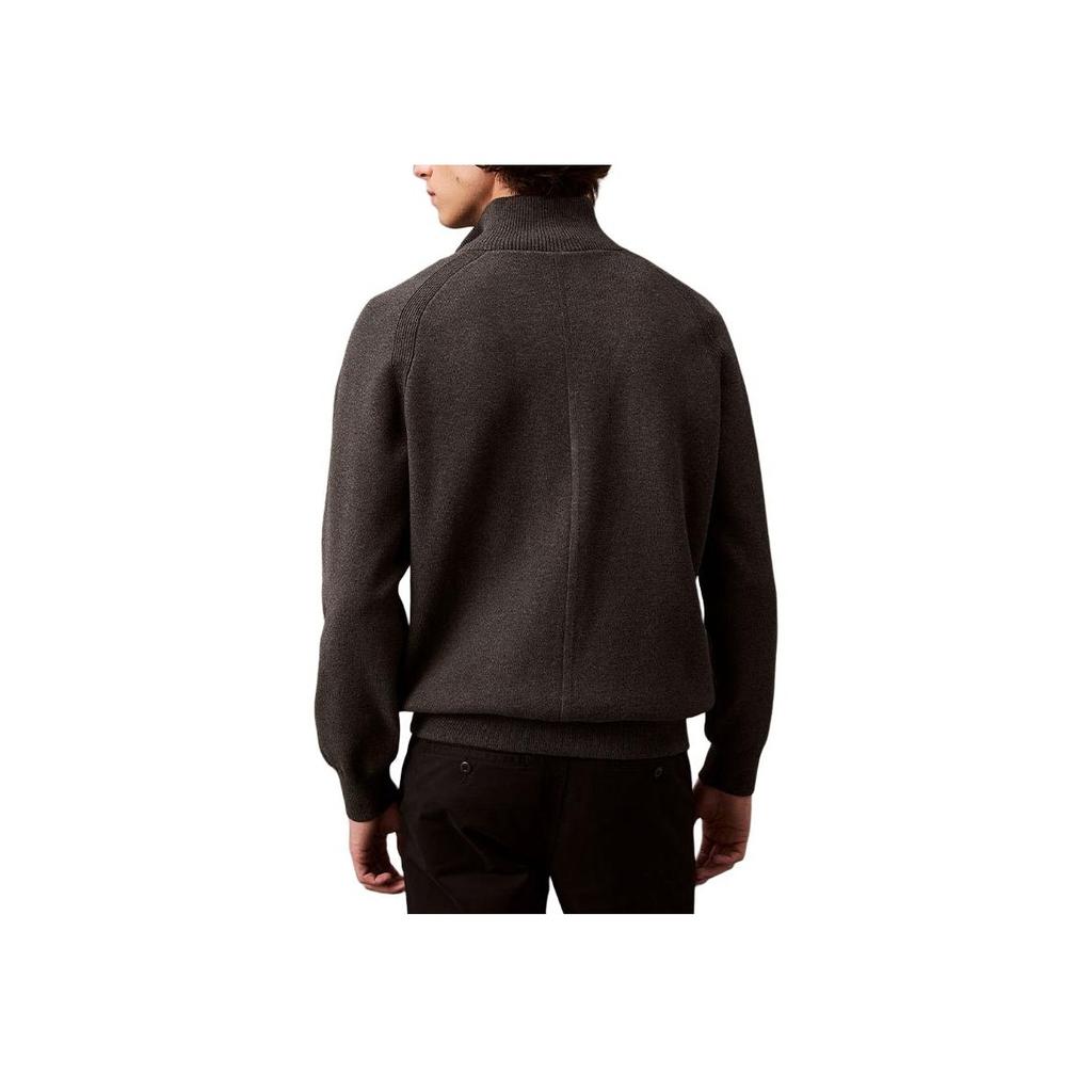 Calvin Klein Solid Color Long Sleeve Stand Collar Pullover Sweater Men sweater Dark-Brown 40BM333-N4A