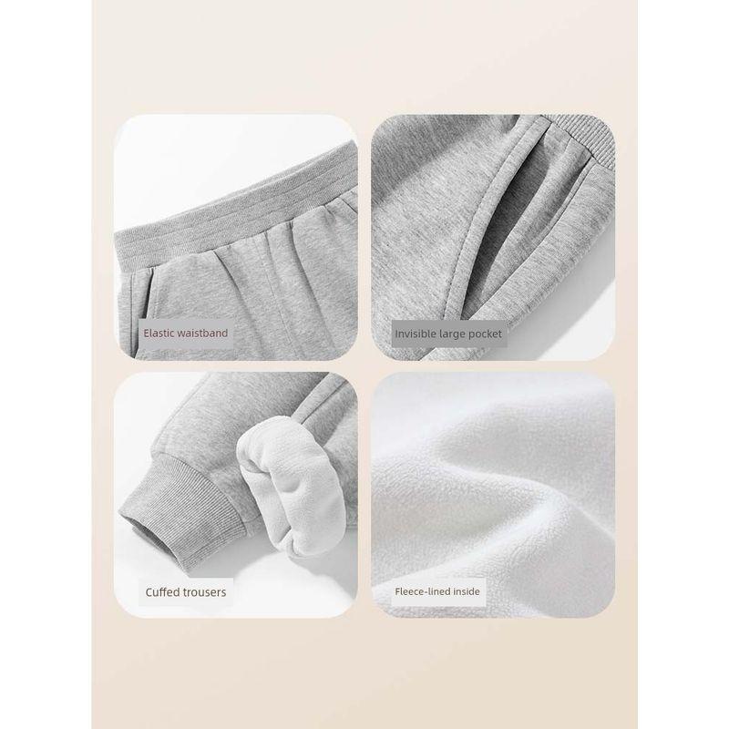 Baleno Girls' Fleece-Lined Pants, Children's Thickened Integrated Fleece Warm Sweatpants, Little Girls' Winter Cotton Pants
