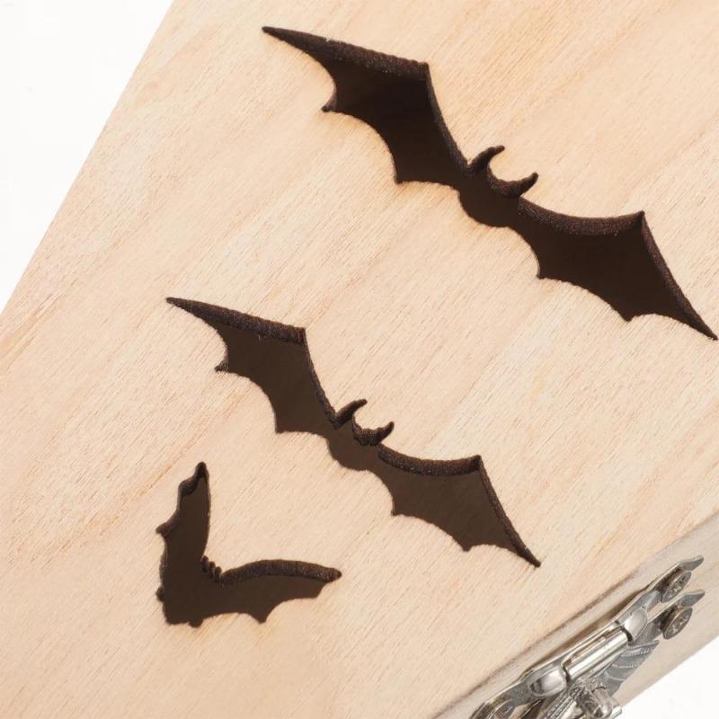 1pc Halloween Box with Lids Halloween Decorations Mini Wooden Coffin Box Treat Candy Box Halloween Coffin Box for Party