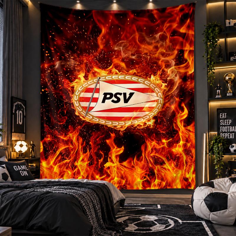 Wandbehang Wandteppich PSV Eindhoven FC Druckstoff für Wohnzimmer Schlafzimmer Heimdekoration