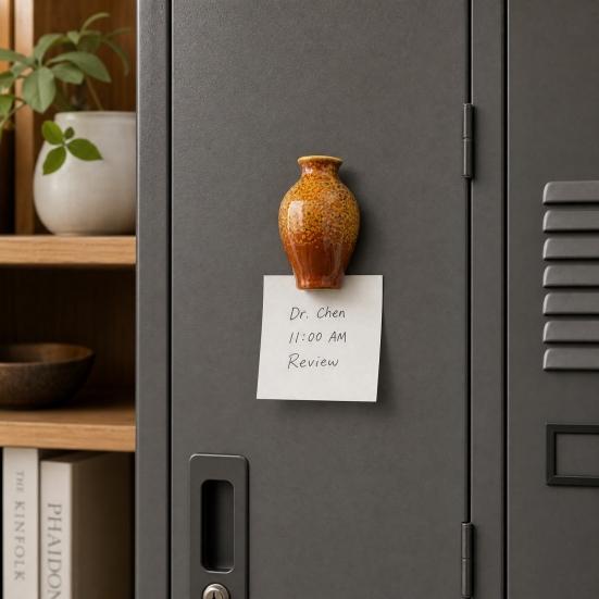 Mini Ceramic Vase Refrigerator Magnet, 3D Chinese Style Flower Vase Fridge Magnet, Home Office Kitchen Locker Decoration Magnet