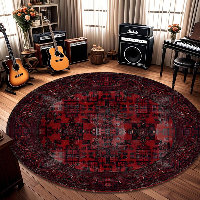 

Modern Simple Retro Persian Ethnic Round Rug Non-Slip Wear-Resistant Soft Sound-Absorbent Dustproof For Living Room Bedroom 80cm x 80cm