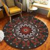 Luxury Black Gold Mandala Pattern Round Area Rug Opulent Stylish Soft Floor Mat for Living Room High-End Home Decorative Space