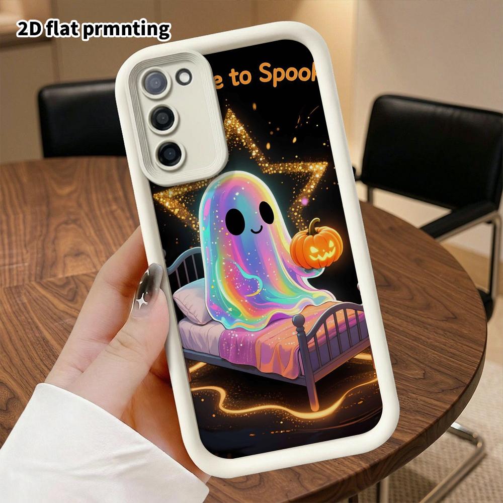Phone Case: 2D Flat Samsung Galaxy A34 A35 M05 M06 S20 S22 S21 FE Plus 5G Step Protective Case, Holding a Pumpkin Lantern, Christmas and Halloween Gif