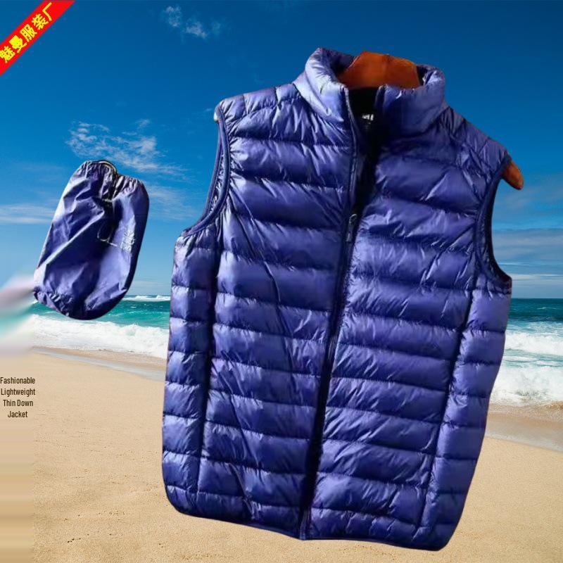 Pánská 2024 Podzim/Zima Lehká Luxusní Péřová Vesta se Stojáčkem