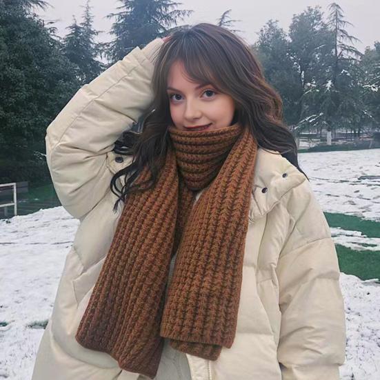 Couple Winter Scarf Warm Thick Knitted Long Scarf Solid Color Soft Large Wrap Outdoor Indoor Cold Weather Neck Warmer