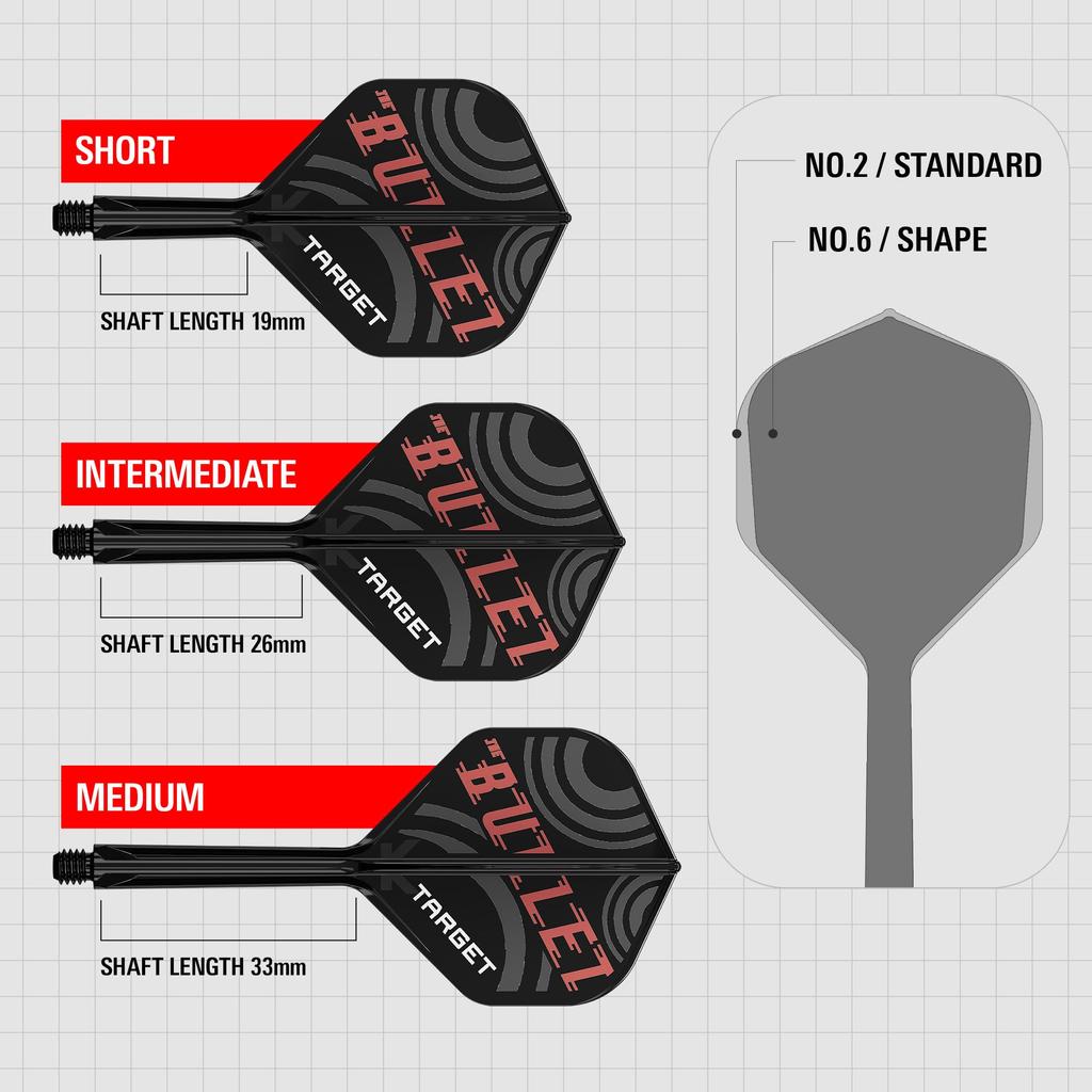 TARGET Darts Stephen Bunting KFLEX Flight Shaft System 2 KFLEX Flights Short Inbit and Medium & No. (Standard) All-in-One (3-Pack) (19mm), (26mm),
