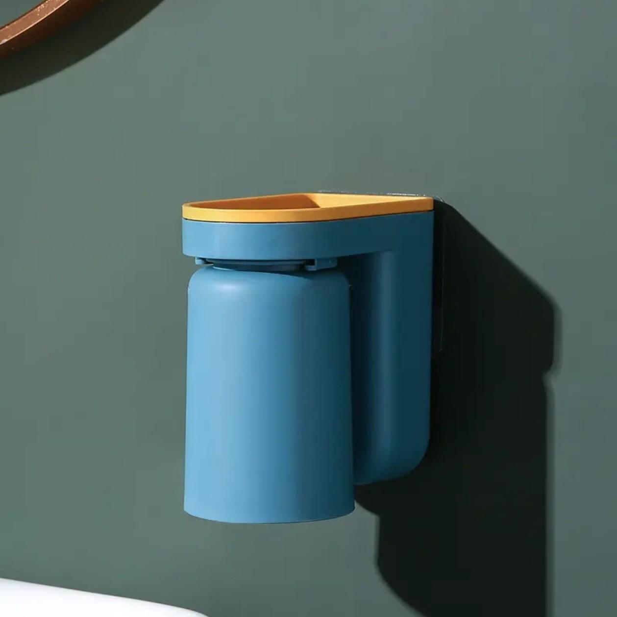 Wall-Mounted Macaron Toothbrush Mouthwash Holder with Drainage System Space-Saving Bathroom Non-Perforated Hygienic Storage Tank