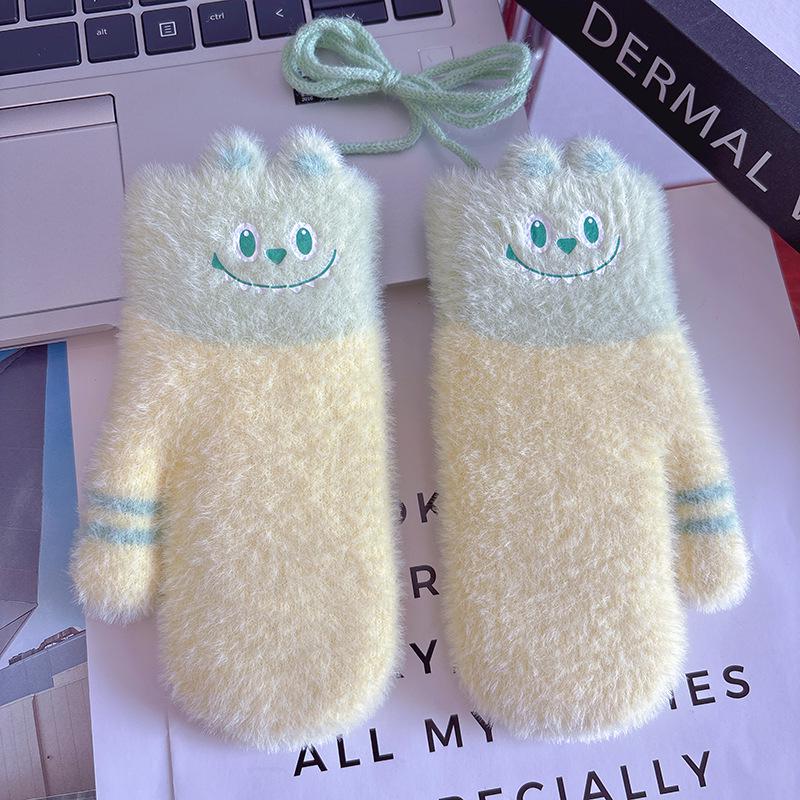 Luvas de Inverno para Crianças com Cordão - Fofas, Grossas, Com Veludo Extra para Idades 3-6, Meninos e Meninas, Proteção Contra o Frio e Calor