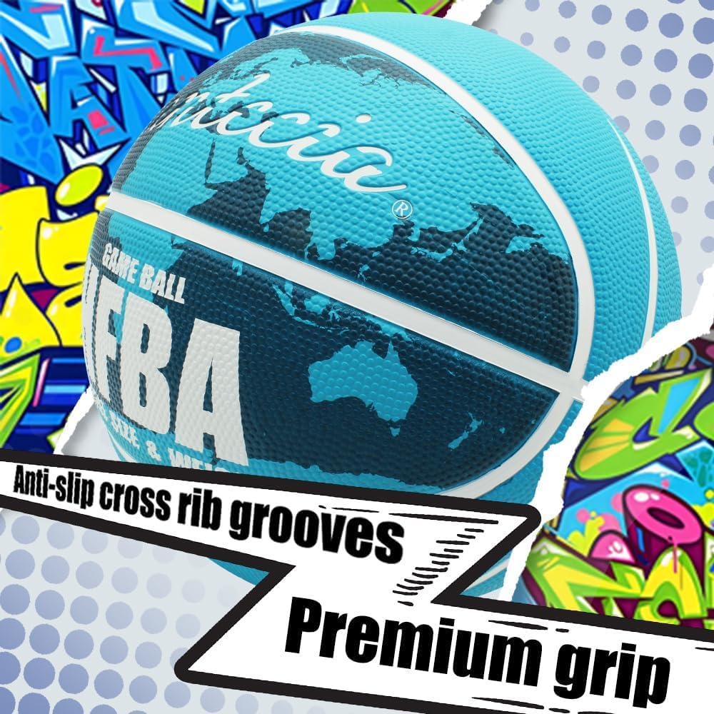 Fantecia Basketball Size 7 Pumps Rubber Basketball for Indoor/Outdoor Use, Adults, Youth, School, Training.