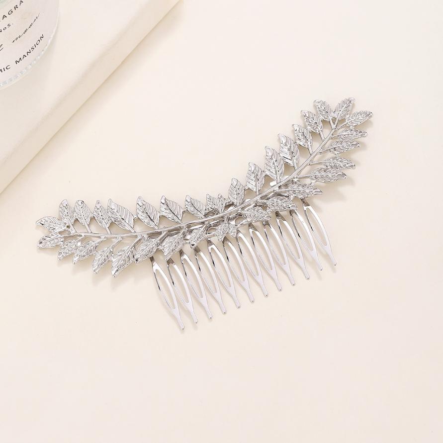Metal Gold Color Leaf Hair Combs Hair Accessories Side Combs Straight Teeth Hairpins Clips Bridal Wedding Veil Comb Accessories