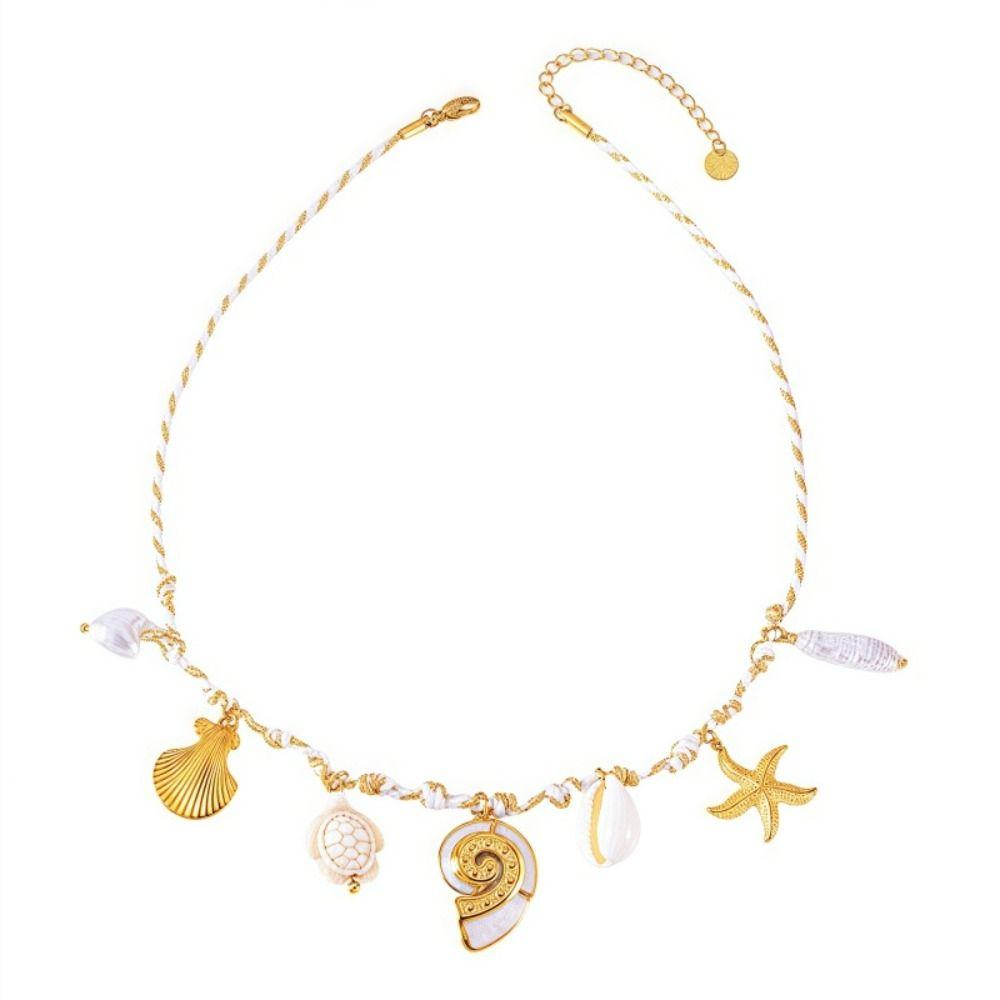 Multi-Pendant Shell Pendant Necklace Ocean Series Clavicle Necklace Starfish Necklace  Summer