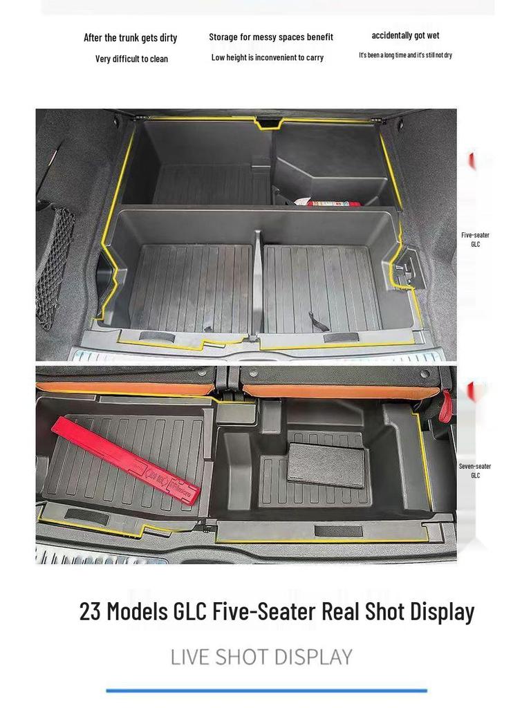 Pudełko do przechowywania w bagażniku Mercedes GLC-L (23-25) dla 5 lub 7-miejscowych, Tylny organizer na narzędzia