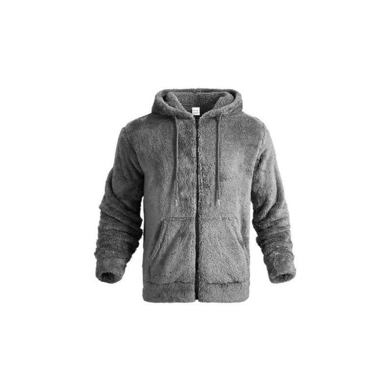 Men's American Style Double Sided Fleece Hooded Jacket, Thick Warm Full Zip Cardigan, Loose Fit Casual Coat for Spring Autumn