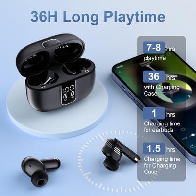 Bezdrátová Bluetooth sluchátka s digitálním displejem a potlačením hluku s ultra dlouhou výdrží