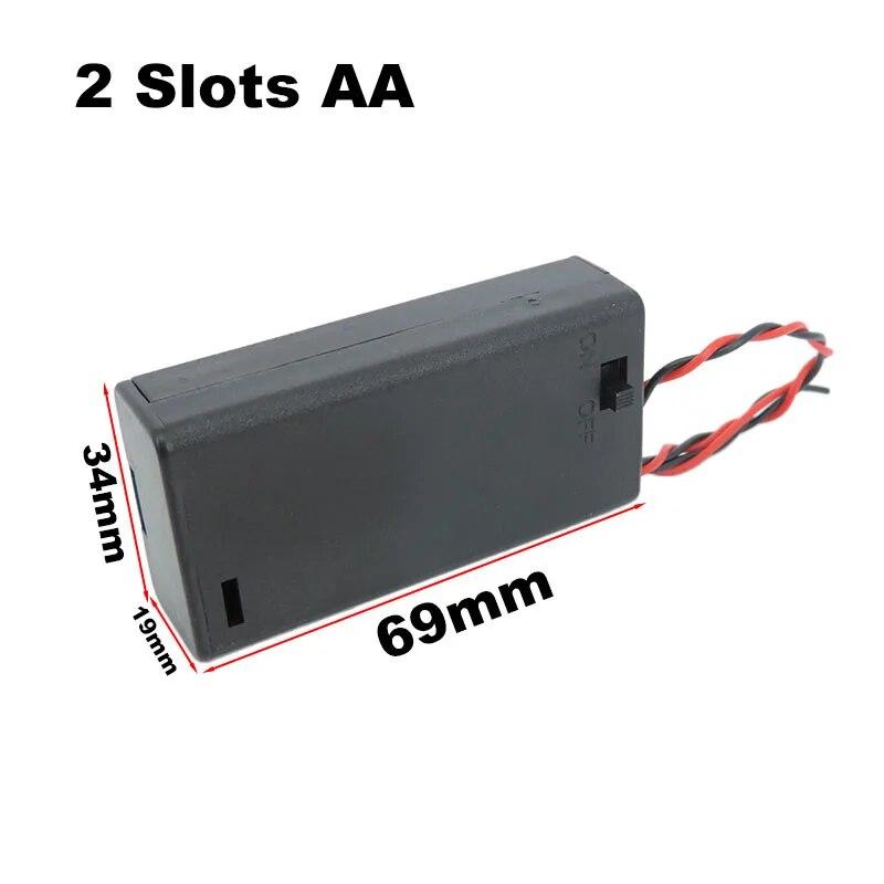 5pcs 2/3/4 Slot AA AAA Battery Holder 1.5V/3V/4.5V/6V AA Battery Box with Leads Wires ON/Off Switch Screw Cap Case Back Cover