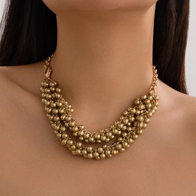 Jewelry Exaggerated Personality CCB Round Bead Hanging Ball Necklace Niche Design Metal Items
