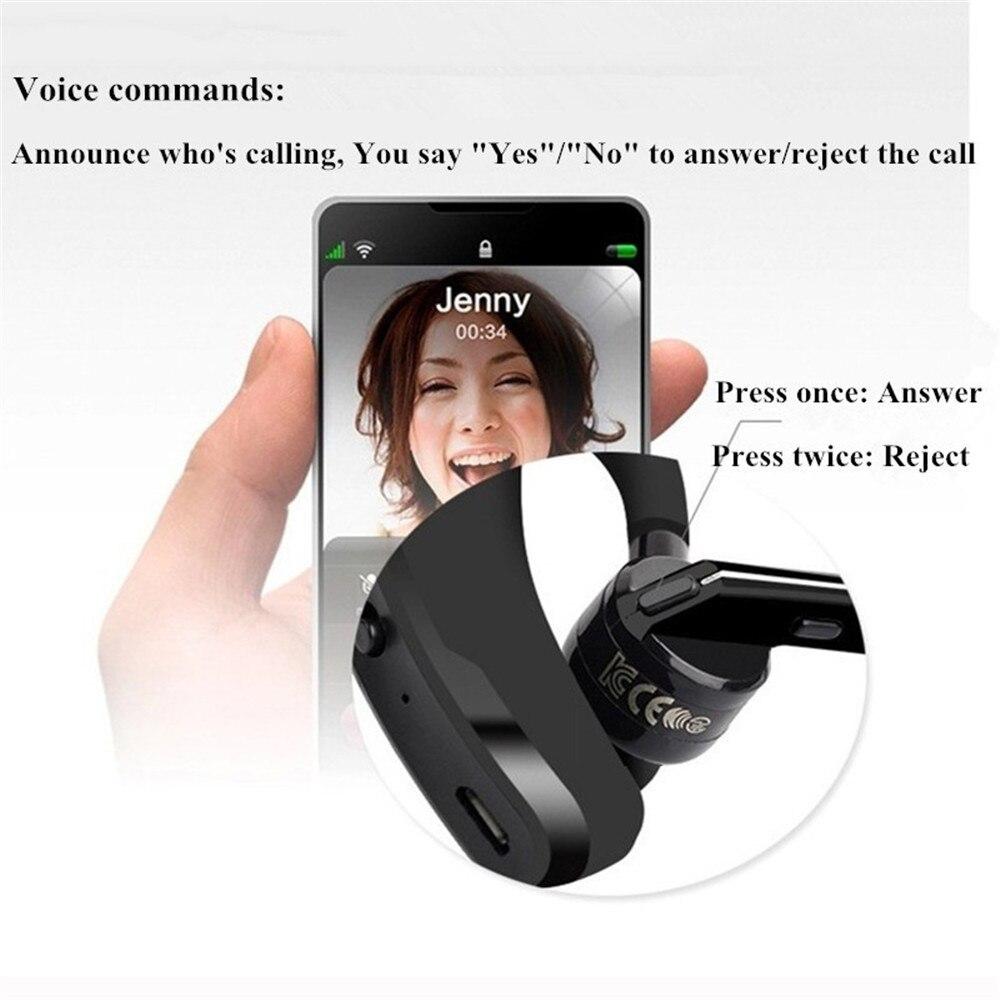 Bluetooth Business Stereo Headphone Wireless Hands-free Mic Headset with Voice Control Noise Reduction Earphone Ear Hook Earbud