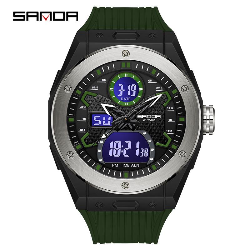 Sanda Youth Multifunctional Waterproof Sports Watch for Students армия зеленый