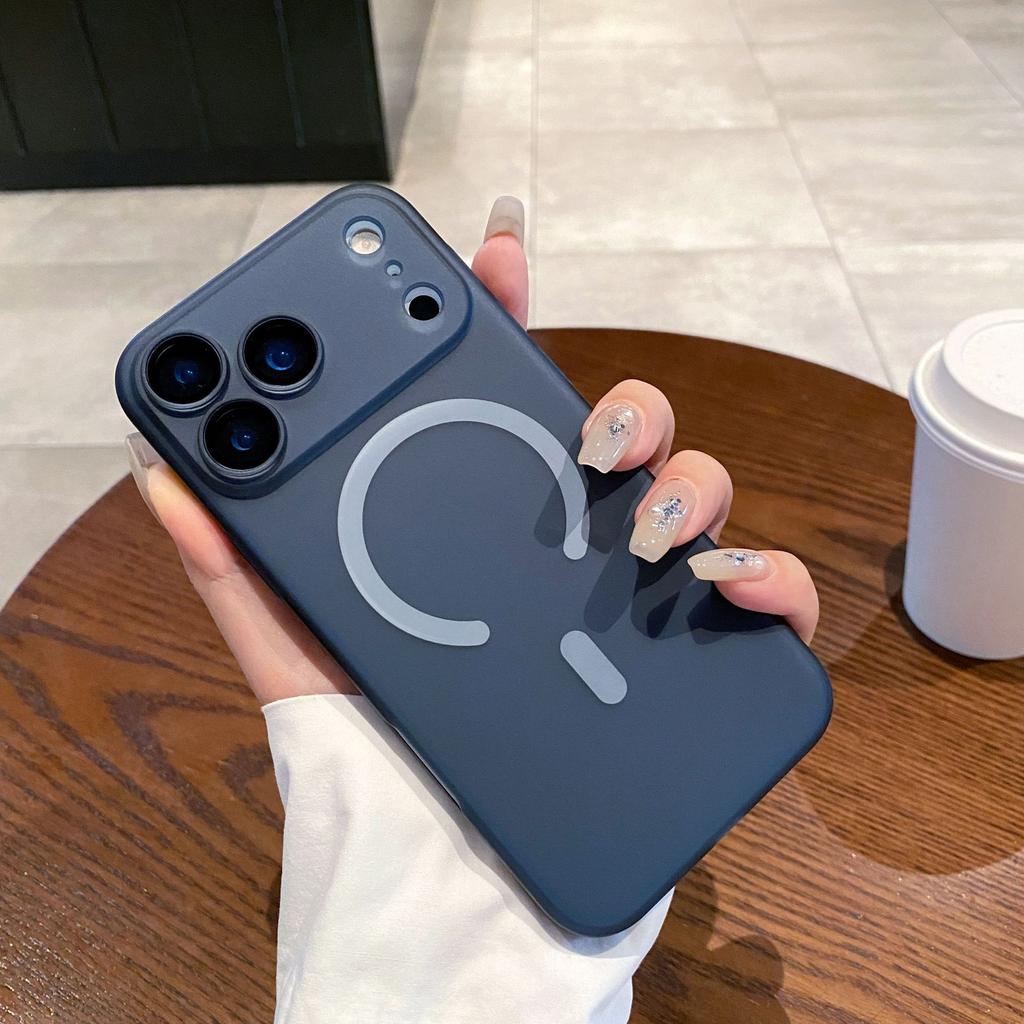 Magnetyczne Apple 16 ProMax Etui na obiektyw All Inclusive Odpowiednie dla iPhone 17 Matowe etui na telefon typu skóra Ice Mist