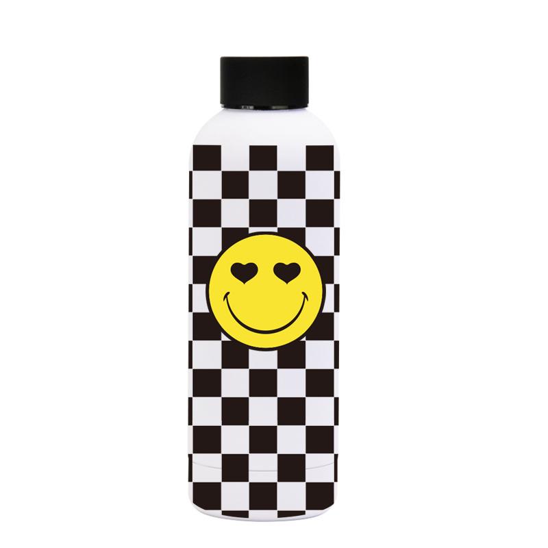 Stainless Steel Thermos Cup Smiley Face Series Straw Milk Tea Cup Coffee Cup Handle Sports Water Cup Set