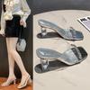 High Heel Shoes for Women Summer 2025 New Style Rhinestone Heels Sandals Fashion Outdoor Sexy Crystal Chunky Heels Slippers
