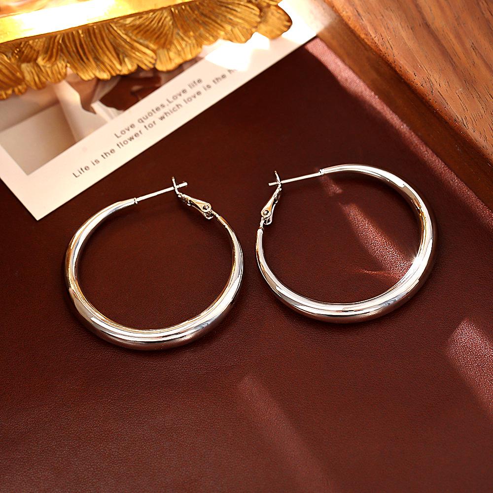 Minimalist European & American Style Gold-Plated Copper Stud Earrings - Silver Needle, Women's Fashion INS Cold Style