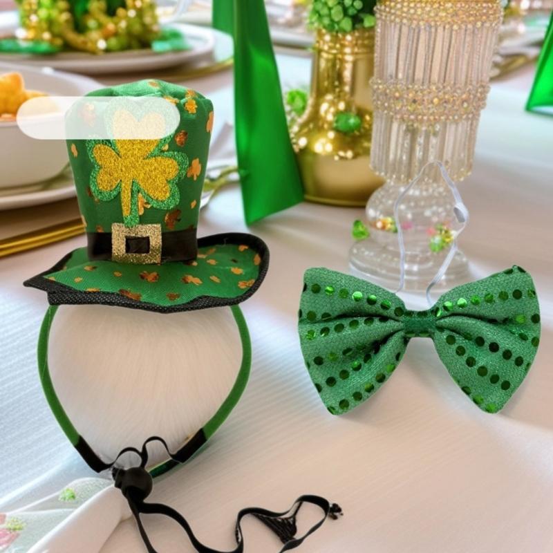 Patrick Day Costume Accessories Leprechaun Hat Headband Bowtie Patrick's Day Outfits for Men