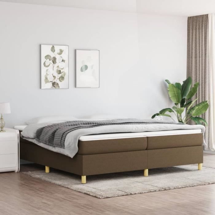 3144549 vidaXL Lit à sommier tapissier avec matelas Marron foncé 200x200 cm