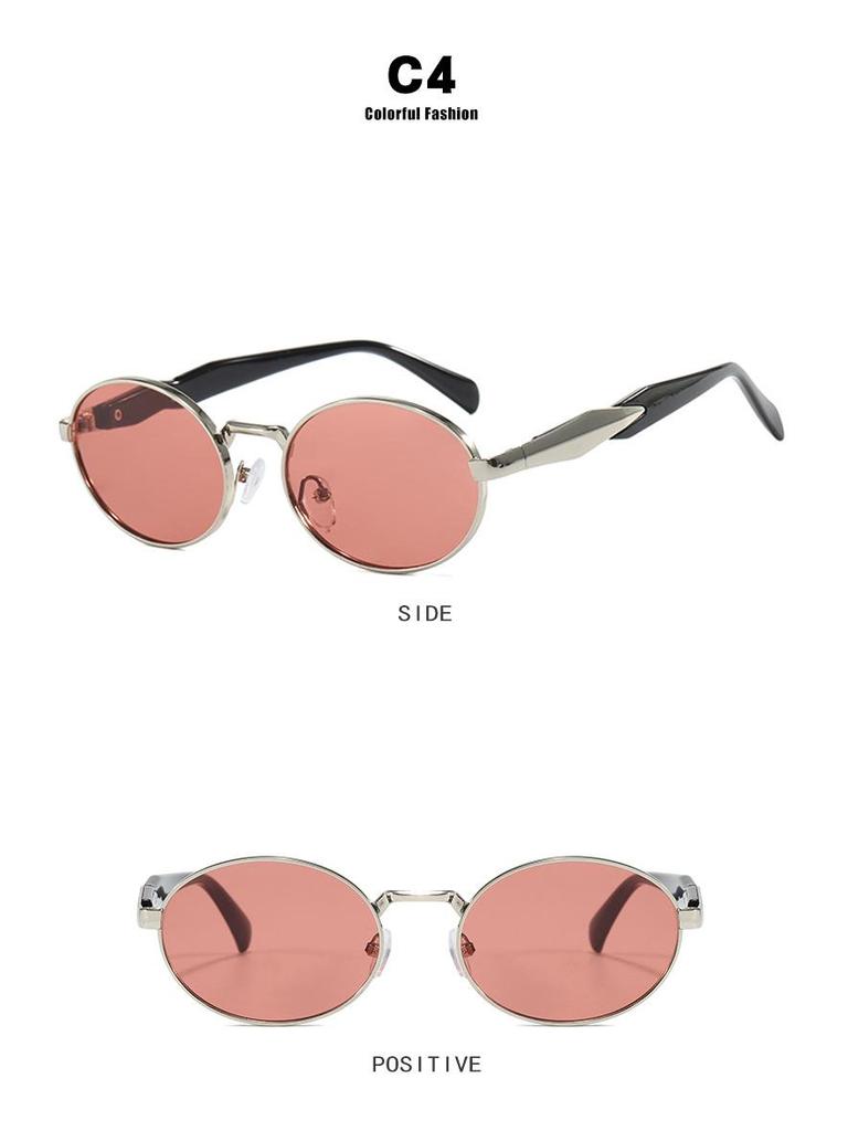 2024 Trendy Oval Metal Sunglasses - Retro Street Style for Women