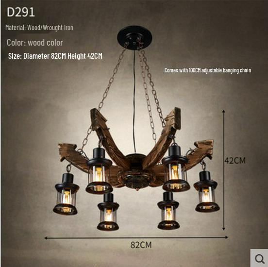 Vintage Industrial Wood Chandelier for Restaurants & Cafes