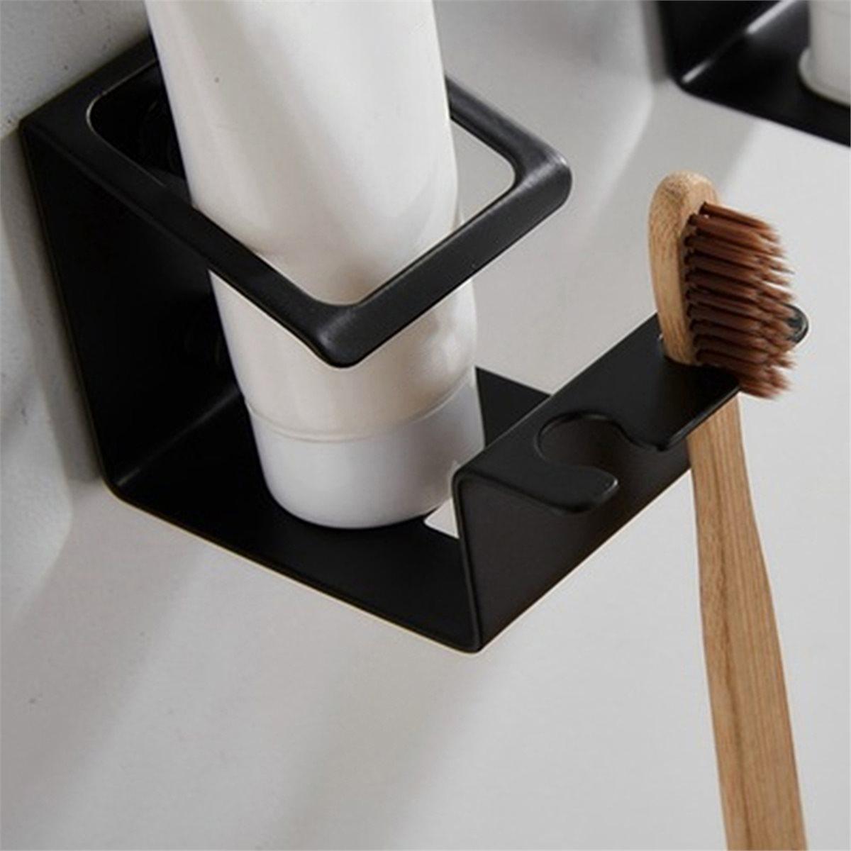 

Stainless Steel Toothbrush Holder Punch-Free Toothpaste Toothbrush Cup Holder Bathroom Rack Storage A China Mainland