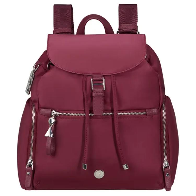 Samsonite Karissa Evo Brand Logo Flap Closure Fabric Backpack Women backpack Burgundy KP2-00009
