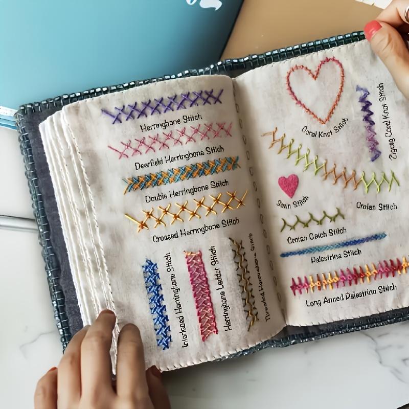 1 Set - French Embroidery Book with 106 Techniques, Sewing Manual, Creative Mini Sewing Book, Embroidery Thread Guide, Portable Travel Mini Sewing Kit