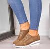 Autumn single shoes wedge heel hollow round head shoes