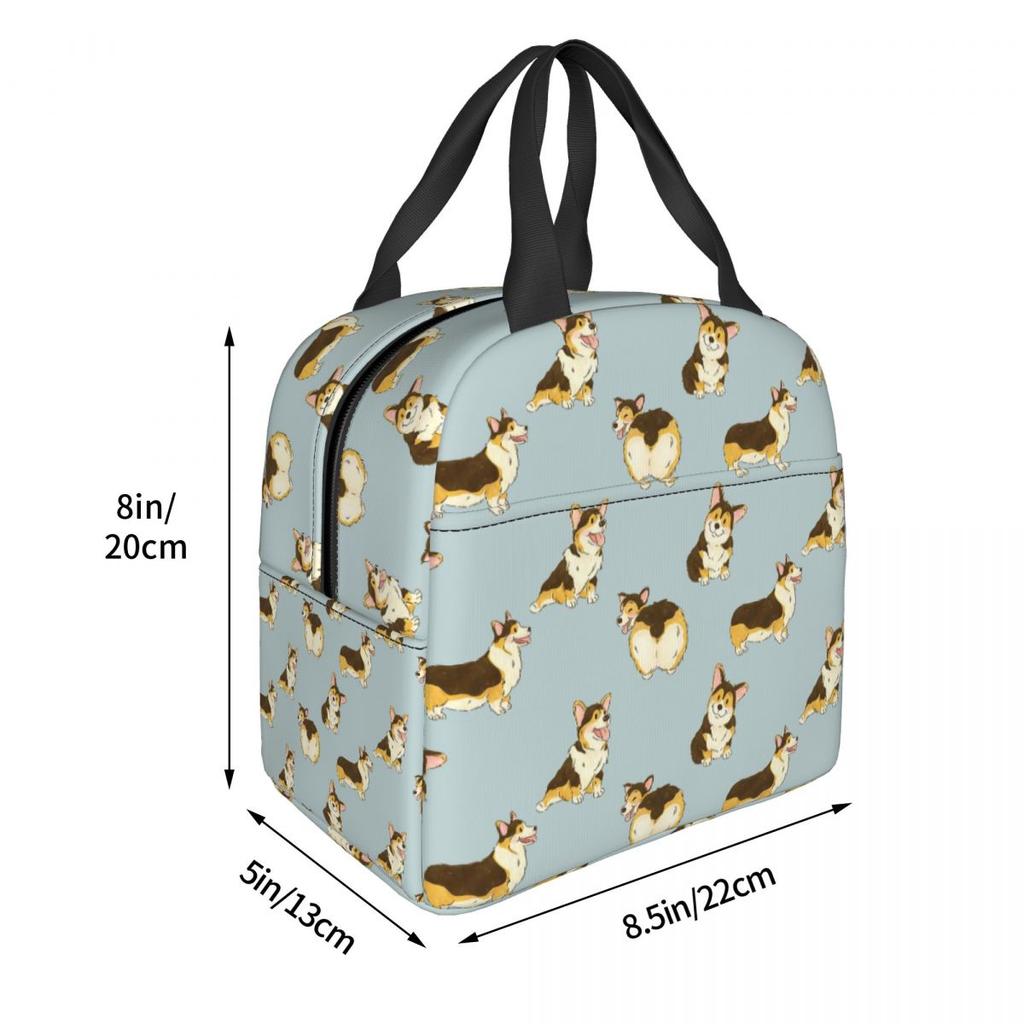 Tri Color Corgi Dog Insulated Lunch Bag for Women Kids Portable Food Boxes Thermal Lunch Box Tote
