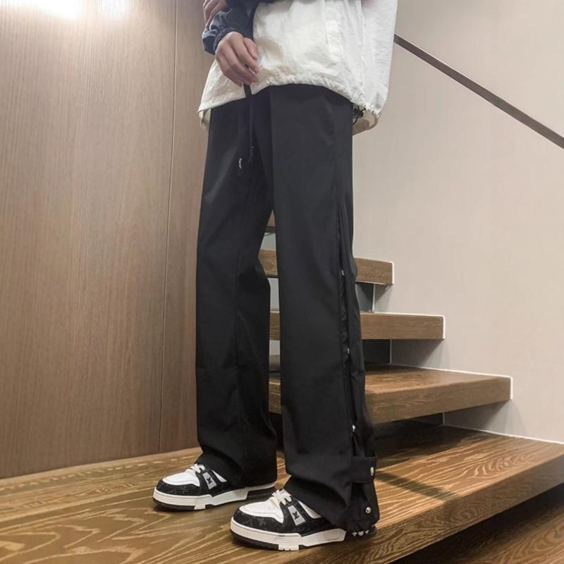 Men s Summer High-Style Outdoor Pants Fashionable Versatile Sports Solid Color Long Pants M чёрный