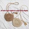 Women's Hand-Knitted Round Straw Crossbody Bag with Tassel - Beach Shoulder Crochet Bag