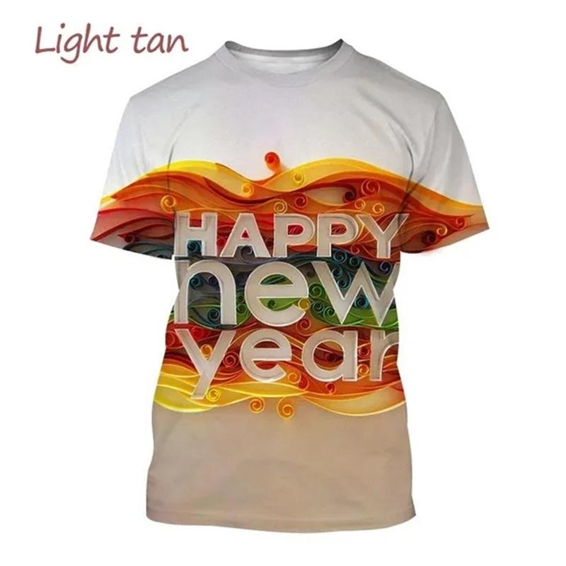 3D Tištěné Tričko Šťastný Nový Rok Pro Muže Ženy Osobnost Festival Nový Rok Tričko Topy Ležérní Oversized Trička Streetwear