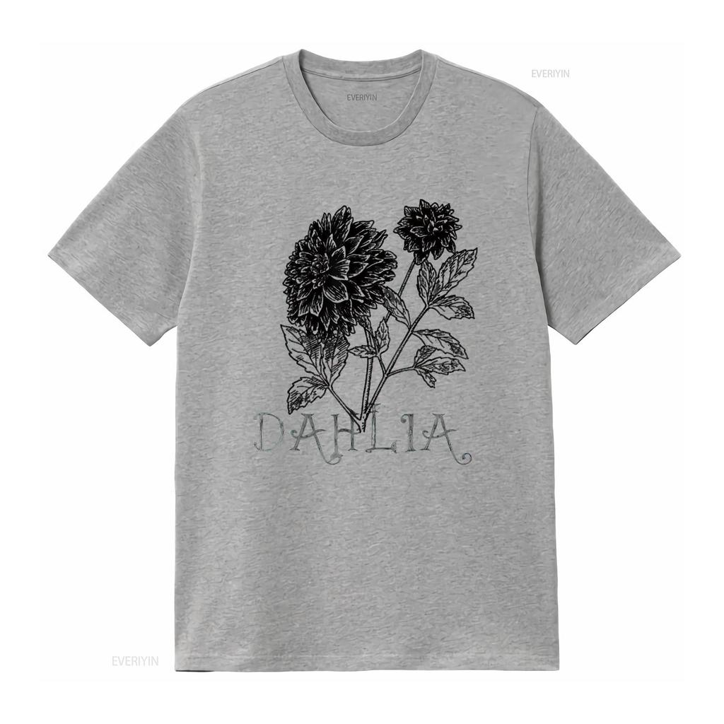 Dahlia Flower Garden Art T Shirt Kids Boys Girls White Small Vintage Washed Stylish Unisex Slightly Graphic Versatile Stretched