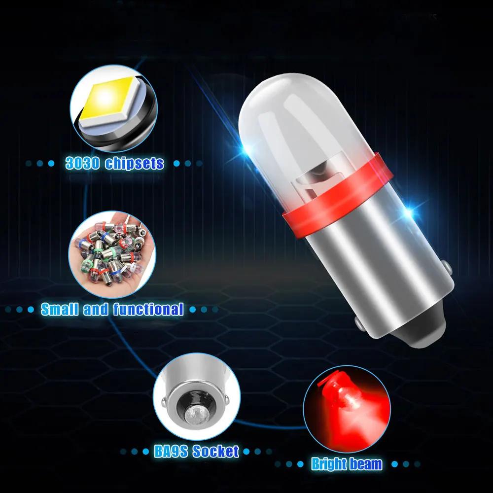 10Pcs Universal BA9S Protruding Automotive LED Car Interior Instrument Dash Panel Circular Light Bulbs Car Accessories Car Light