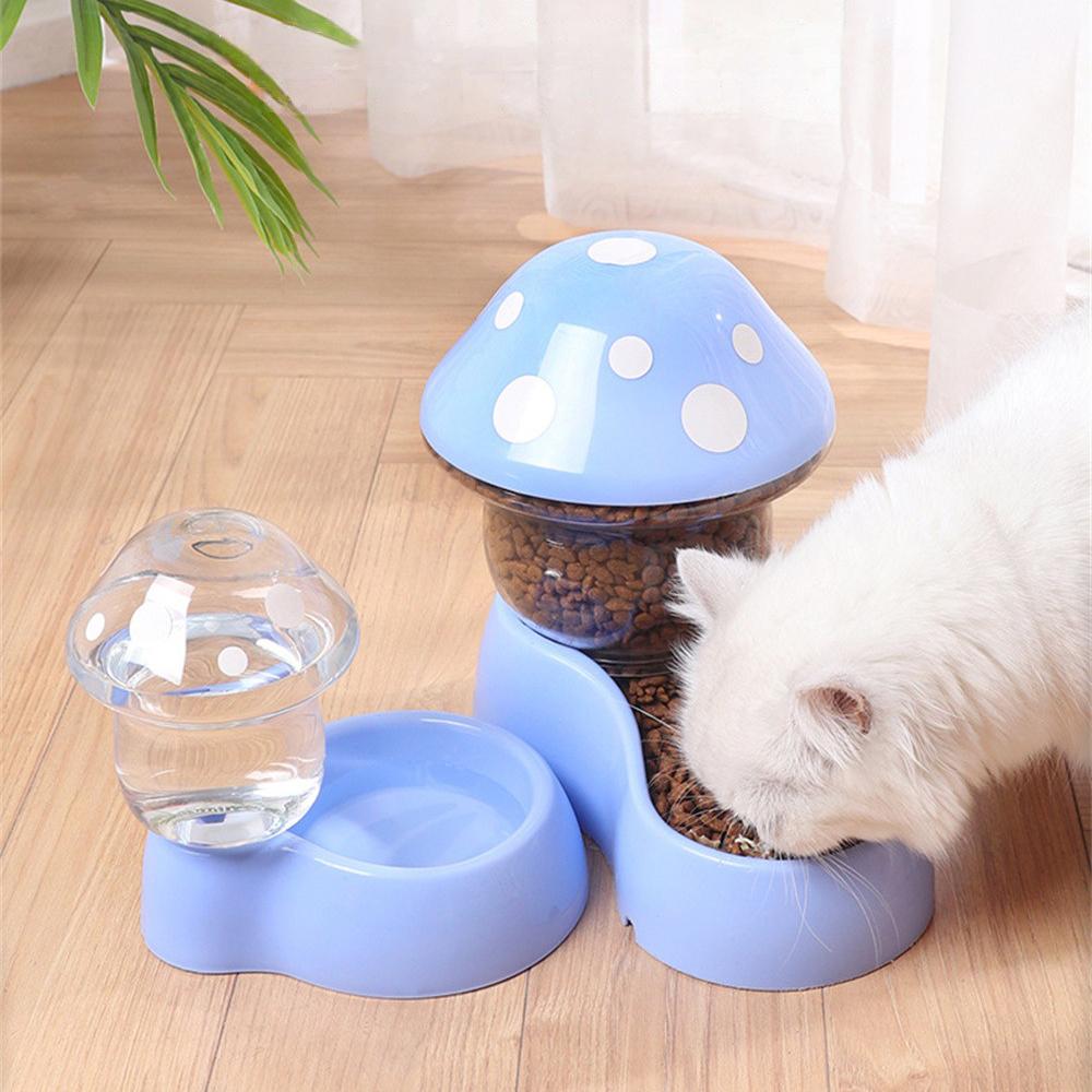 

Mushroom Type Pet Cat Bowl 1.8L Automatic Feeder Dog Cat Food Bowl Drinking Water Bottle Kitten Bowls Feeding Bowl for Dogs