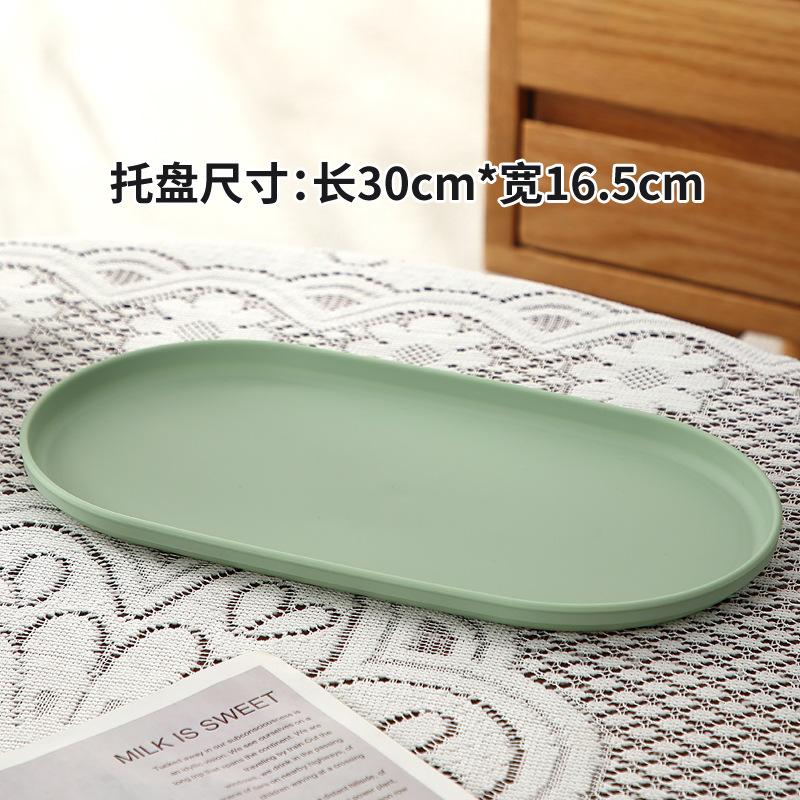 4 pièces Plateau à café en plastique, Plat de service alimentaire ovale avec surface lisse pour dessert de maison Plateau anti-chute Thé de l'après-midi