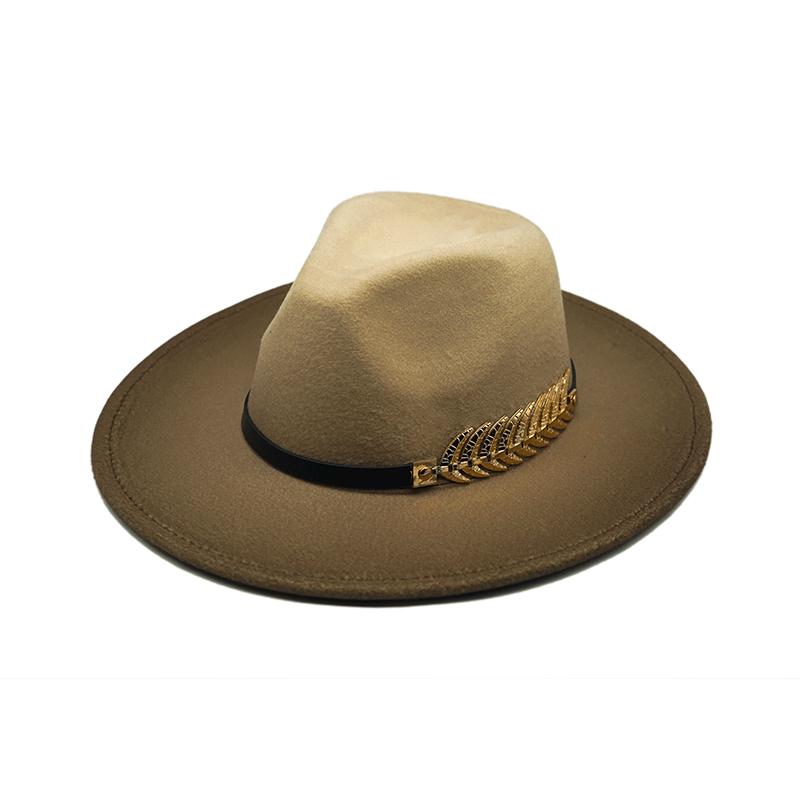 Fashion Autumn Winter Gradient Hat Women Men Fedora Hat Classical Wide Brim Felt Floppy Cloche Cap Chapeau Imitation Wool Cap