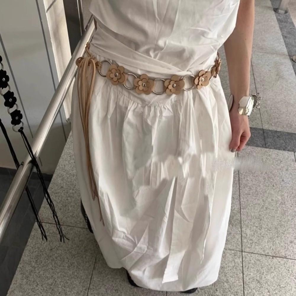 Ethnic Leather Waist Rope Floral Dress Jeans Belt American Women's Belt  Waist Decoration