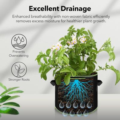 Plant Grow Bags 1/2/3/5/7/10/12 Gallons Non-Woven Grow Vegetable Grow Bags with Handles Flower Planting Containers Garden Tools