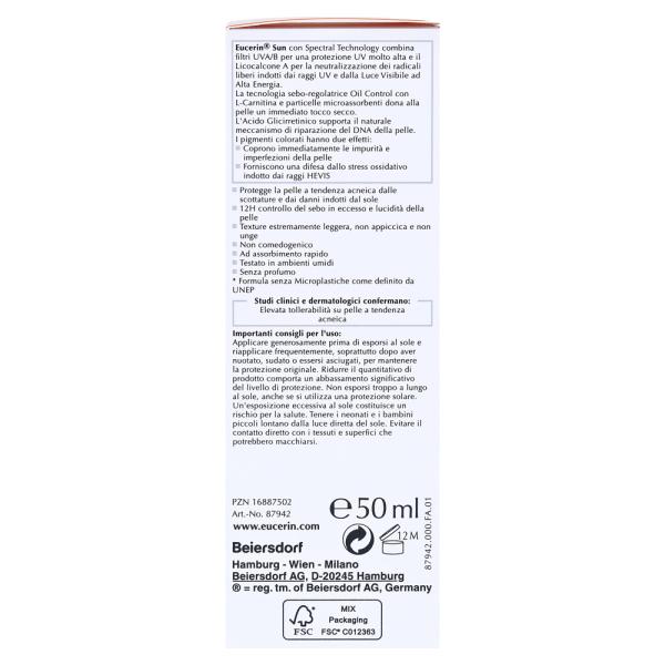 Eucerin Oil Control Tinted Sun Gel Cream SPF 50+ Medium 50ml