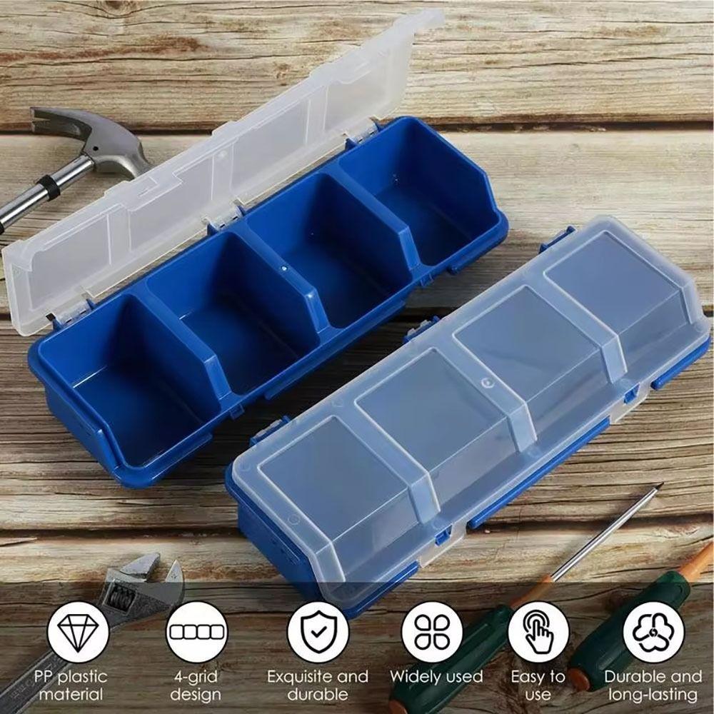1Pcs Blue Red Parts Storage Box 4 Compartments Tool Part Container Bin New Screw Organizer Box