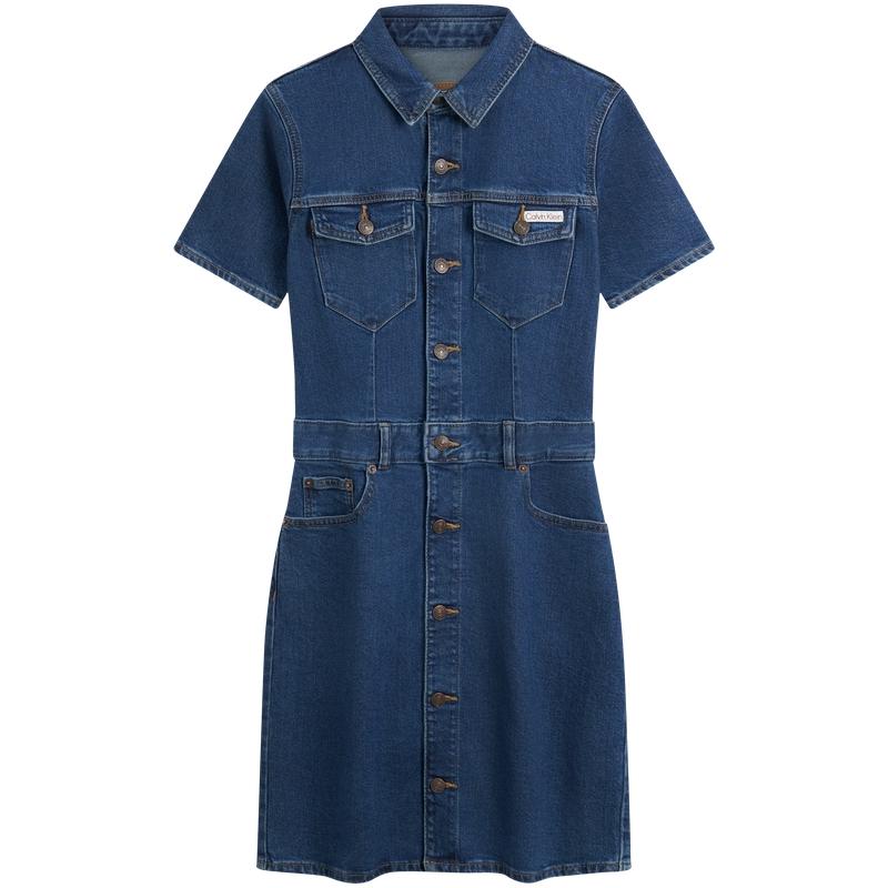 

Calvin Klein Американское винтажное платье-рубашка на пуговицах с коротким рукавом Женские платья 47C661G M
