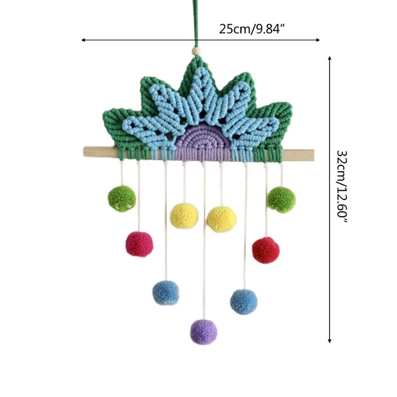 Macrame Wall Ornament Rainbow Tapestry Boho Wall Hanging Decor Wall Art Decorations for Living Room Bedroom 9.84x13Inch